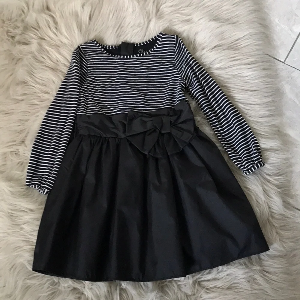 CHEROKEE Girls Holliday Black Stripes Knot Tutu Dress | 4T